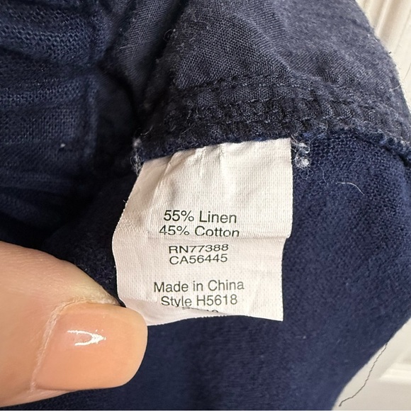 J. Crew Navy Blue Drawstring Shorts Linen Cotton Blend Size Large GUC - Picture 5 of 6